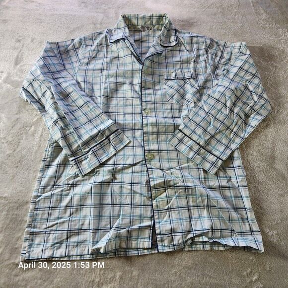 Vintage Sears Roebuck Co Men's Medium Cotton/Poly Long Sleeve Pajama Top Blue - Picture 1 of 7